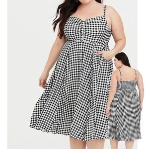 Torrid black + white gingham midi dress